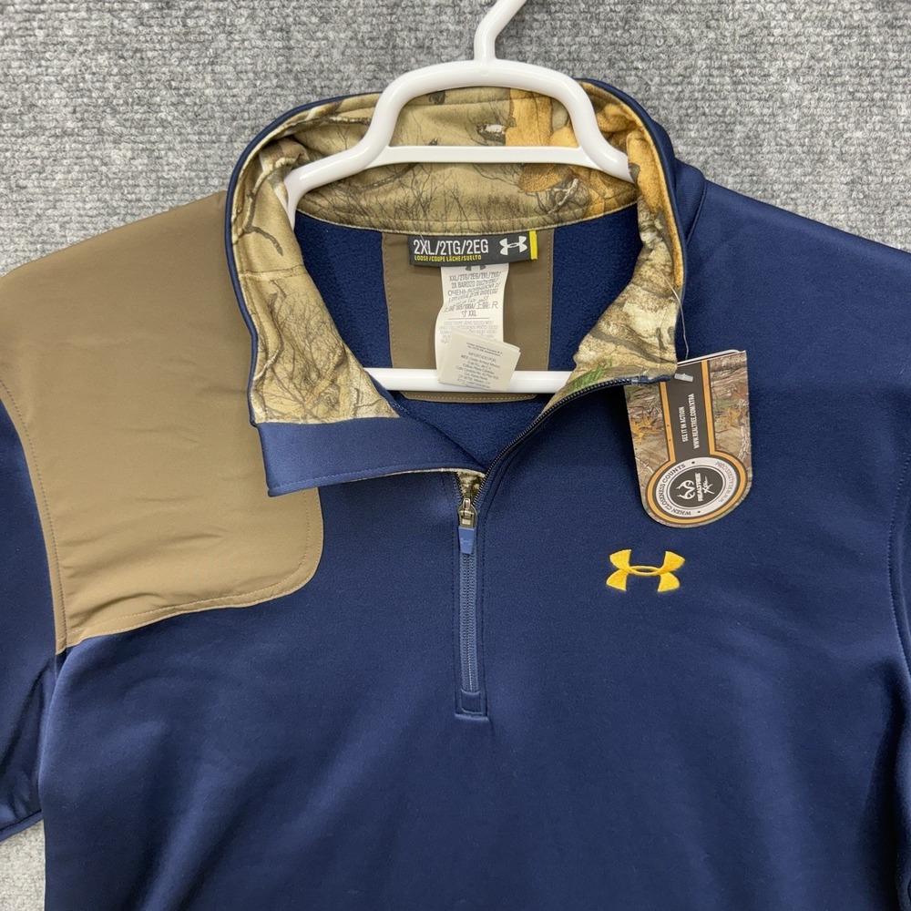 Under Armour Pullover 1/4 Zip Realtree blue long sleeve Men's size 2XL coldgear - Picture 6 of 10